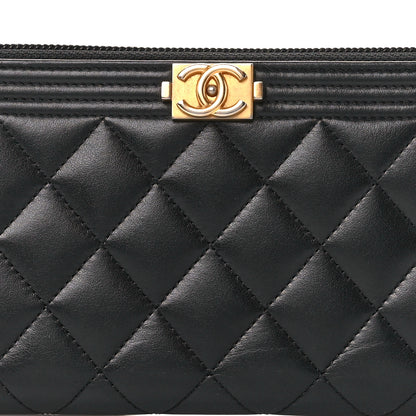 Chanel Lambskin Quilted Boy Long Zip Around Wallet Black 9 of 11