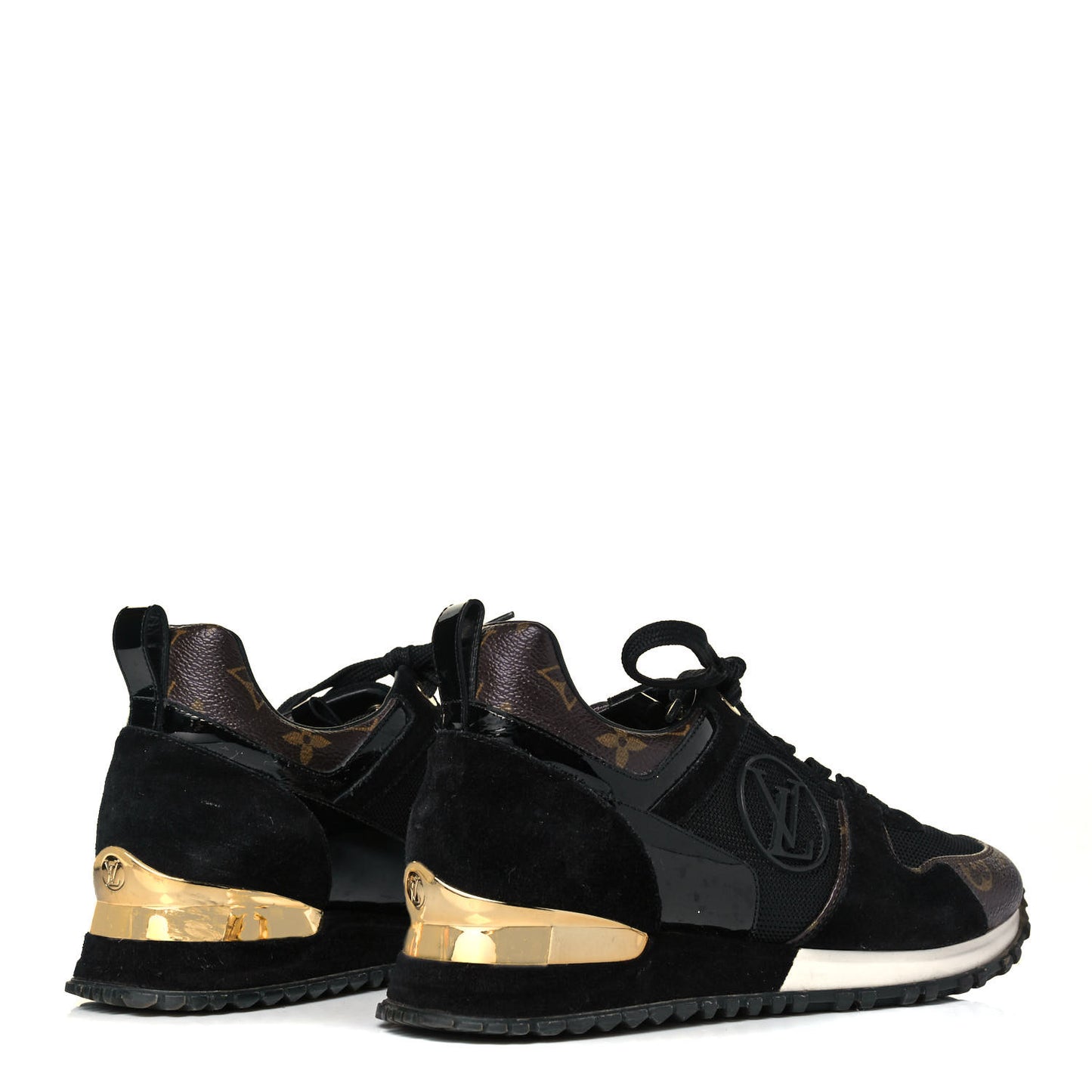 Suede Monogram Run Away Sneakers 37 Black