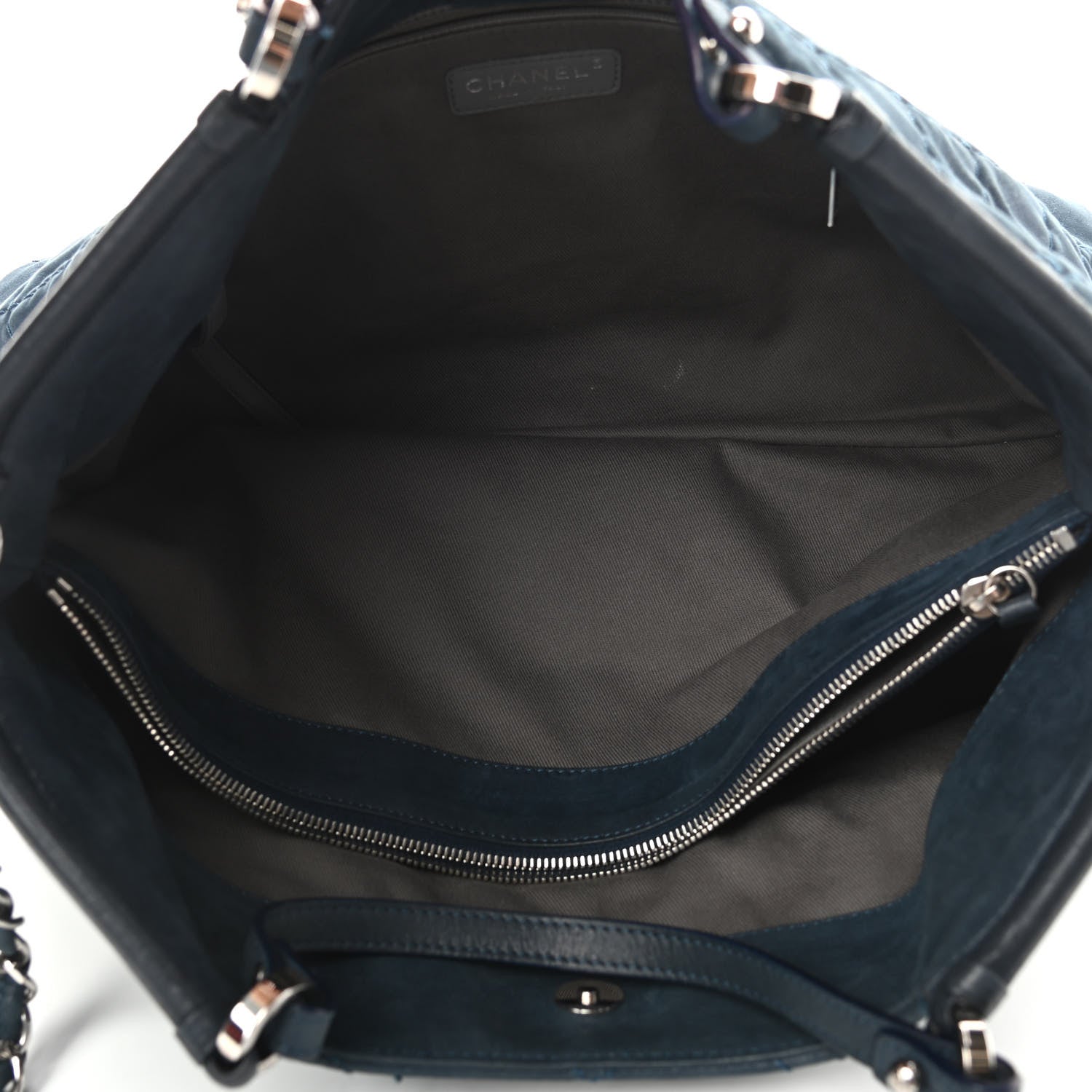 Chanel Iridescent Calfskin Quilted Small Sea Hit Tote Navy 5 of 10