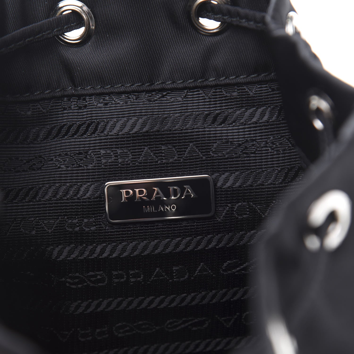 Prada Saffiano Tessuto Nylon Vela Bucket Wristlet Black 8 of 10