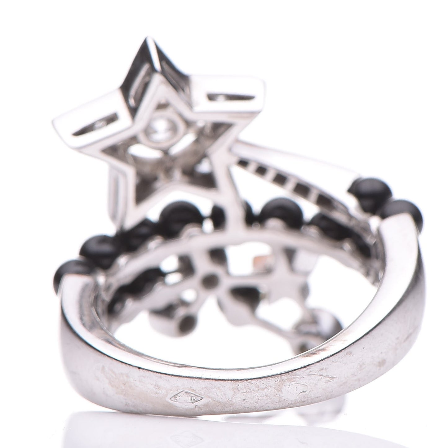 18K White Gold Diamond Black Spinel Comete Ring 52 6