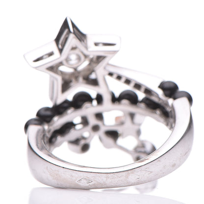 Chanel 18K White Gold Diamond Black Spinel Comete Ring 52 6 3 of 8