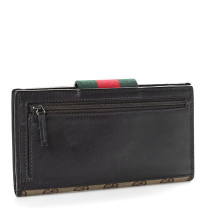 Gucci Monogram Calfskin Ladies Web Continental Wallet Beige Ebony Cocoa 3 of 13