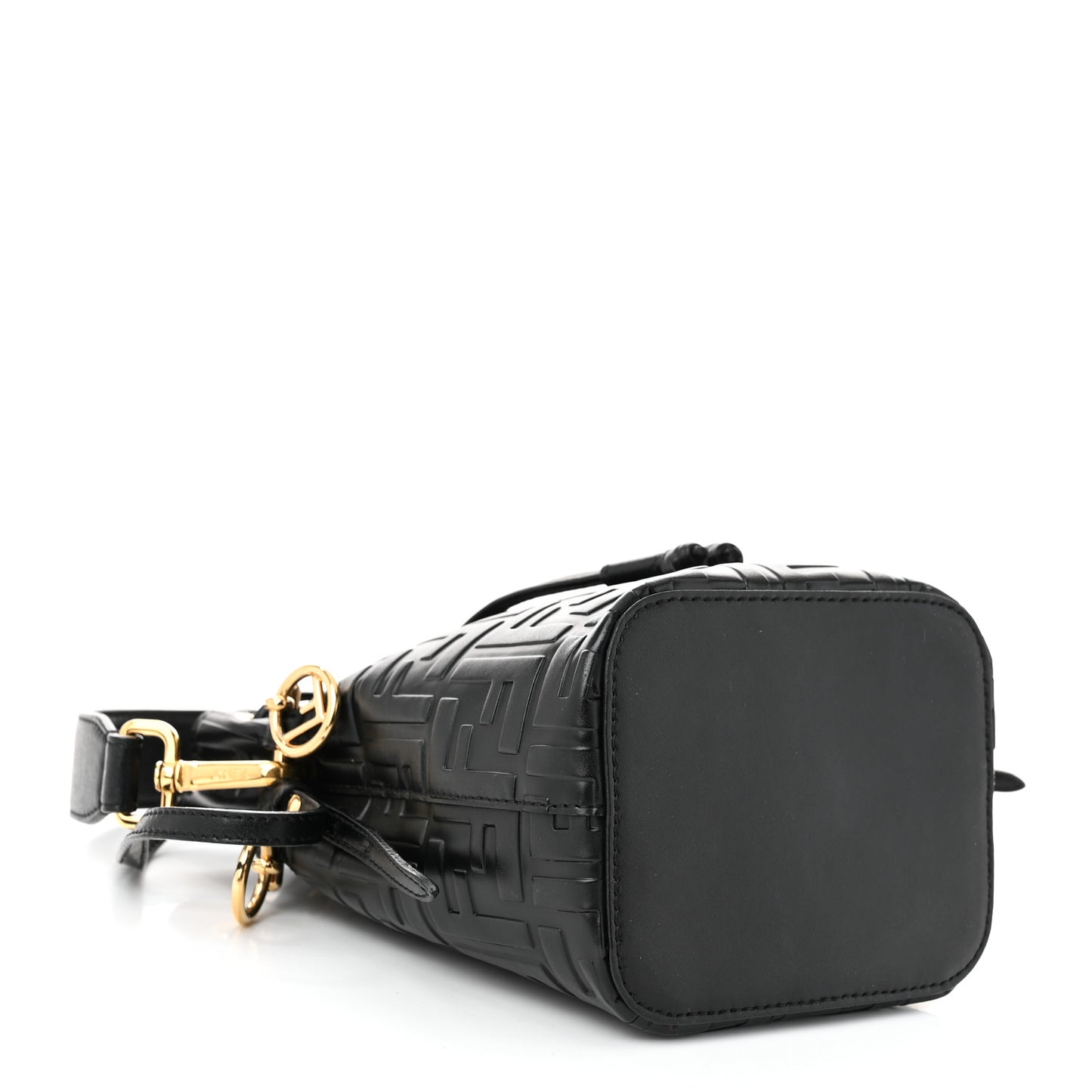 Vitello Liberty F is Fendi FF 1974 Embossed Mini Mon Tresor Bucket Bag Black