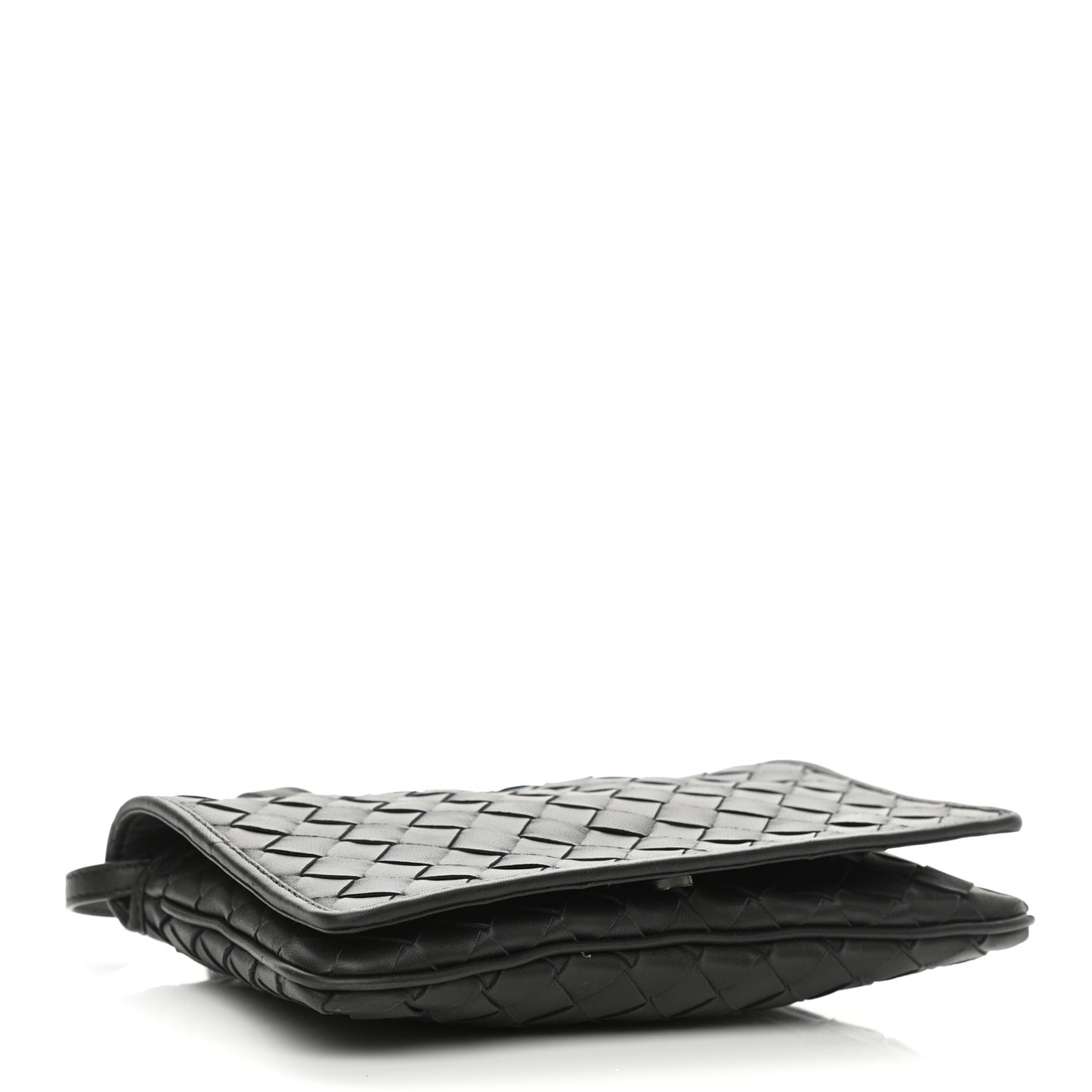 Nappa Intrecciato Crossbody Messenger Flap Black