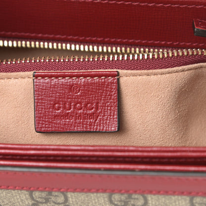 Gucci GG Supreme Monogram Azalea Calfskin Horsebit 1955 Shoulder Bag Beige Ebony New Cherry Red 6 of 10