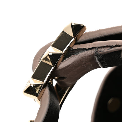 Valentino Garavani Grained Calfskin Rockstud Ankle Strap Espadrille 15/105mm Wedge Sandals 37 Poudre Natural 10 of 11