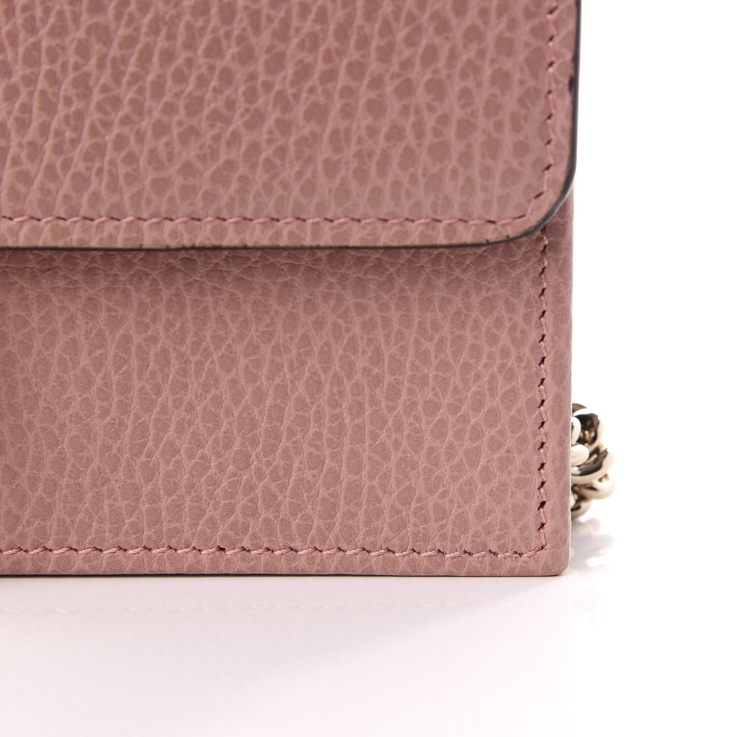 Dollar Calfskin Interlocking G Chain Wallet Soft Pink