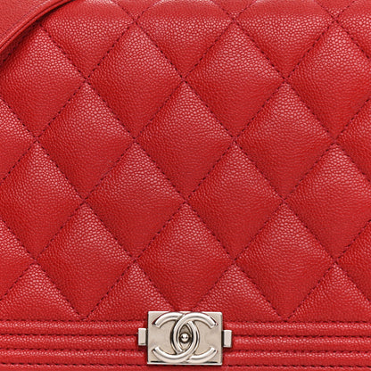 Chanel Caviar Quilted Boy Wallet On Chain WOC Red 17 of 23