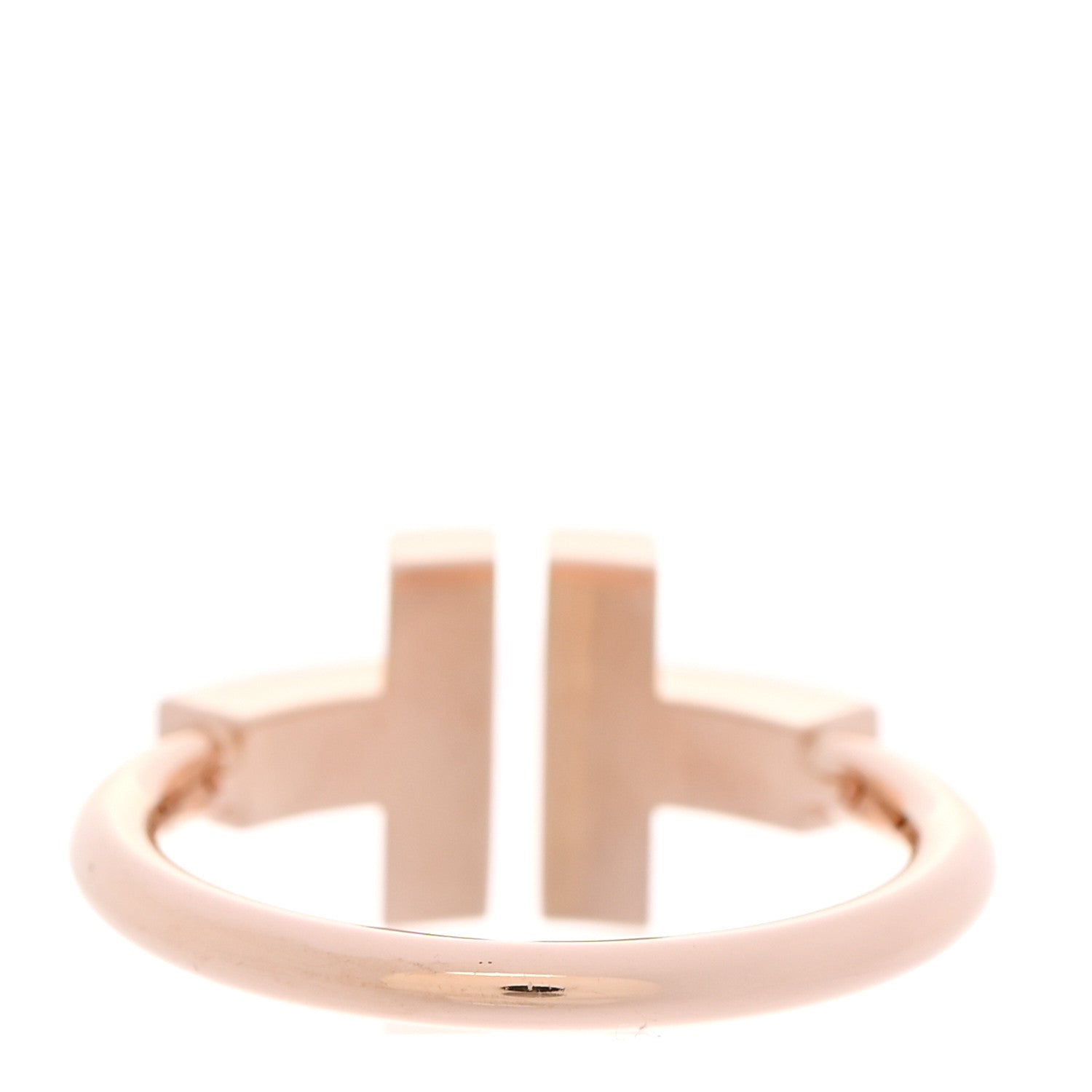 Tiffany 18K Rose Gold Diamond Mother of Pearl T Wire Ring 50 5.5 4 of 5
