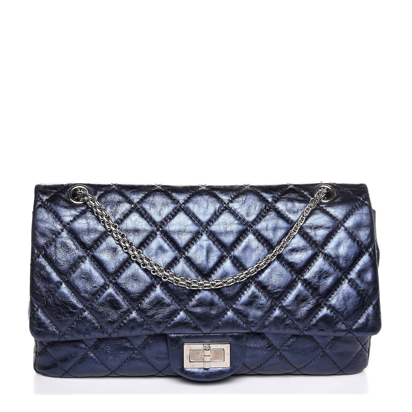 Metallic Aged Calfskin 2.55 Reissue Flap 227 Blue
