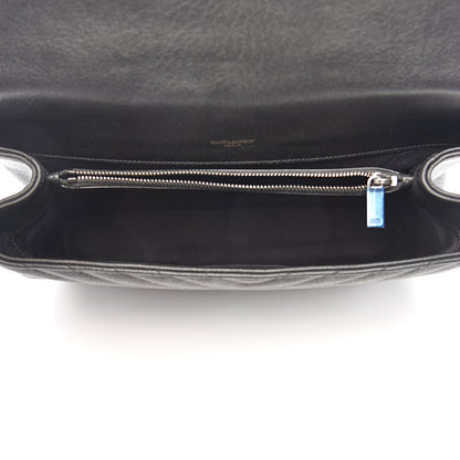 Saint Laurent Sheepskin Matelasse Chevron Monogram Large College Satchel Black 5 of 10