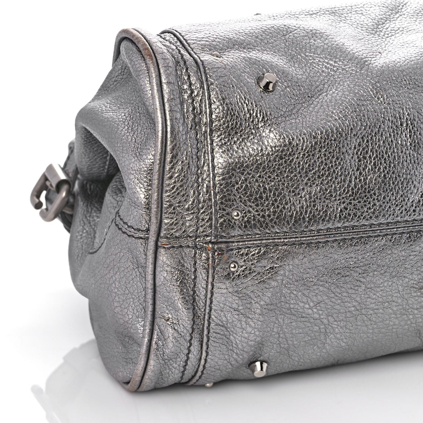 Metallic Calfskin Paddington Satchel Silver