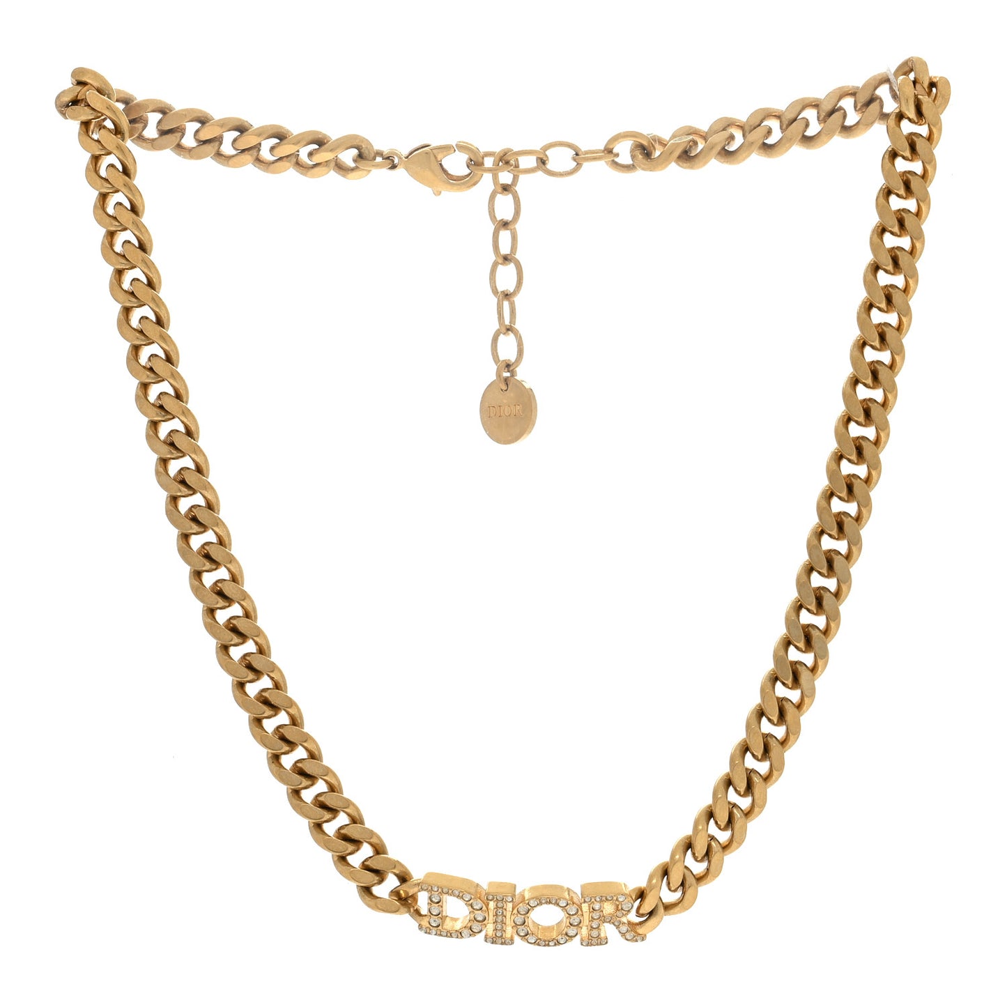 Metal Crystal Chain Choker Necklace Gold