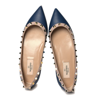 Valentino Garavani Calfskin Nappa Rockstud Ballerina Flats 36.5 Indigo Poudre 2 of 10