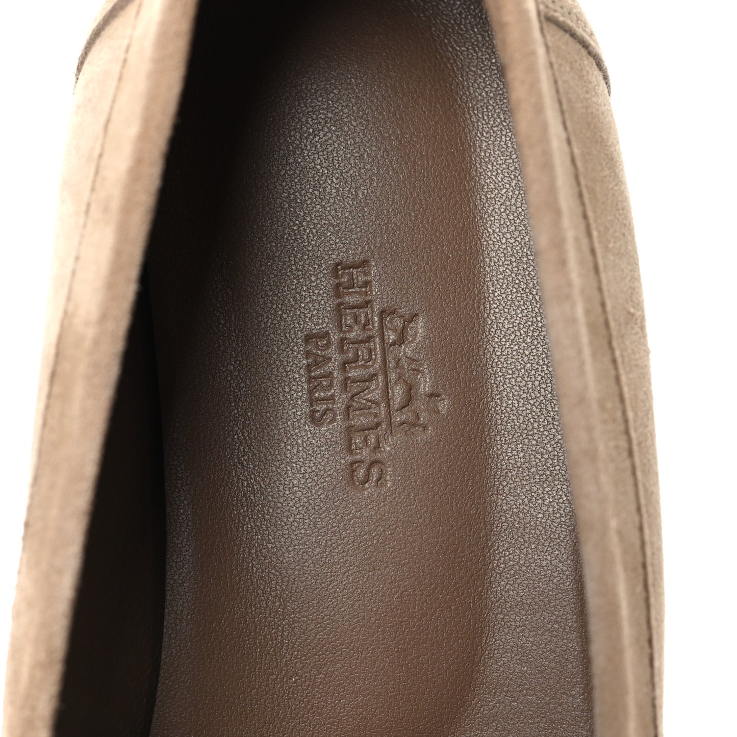 Suede Goatskin Womens Faubourg Loafers 37 Beige Argile