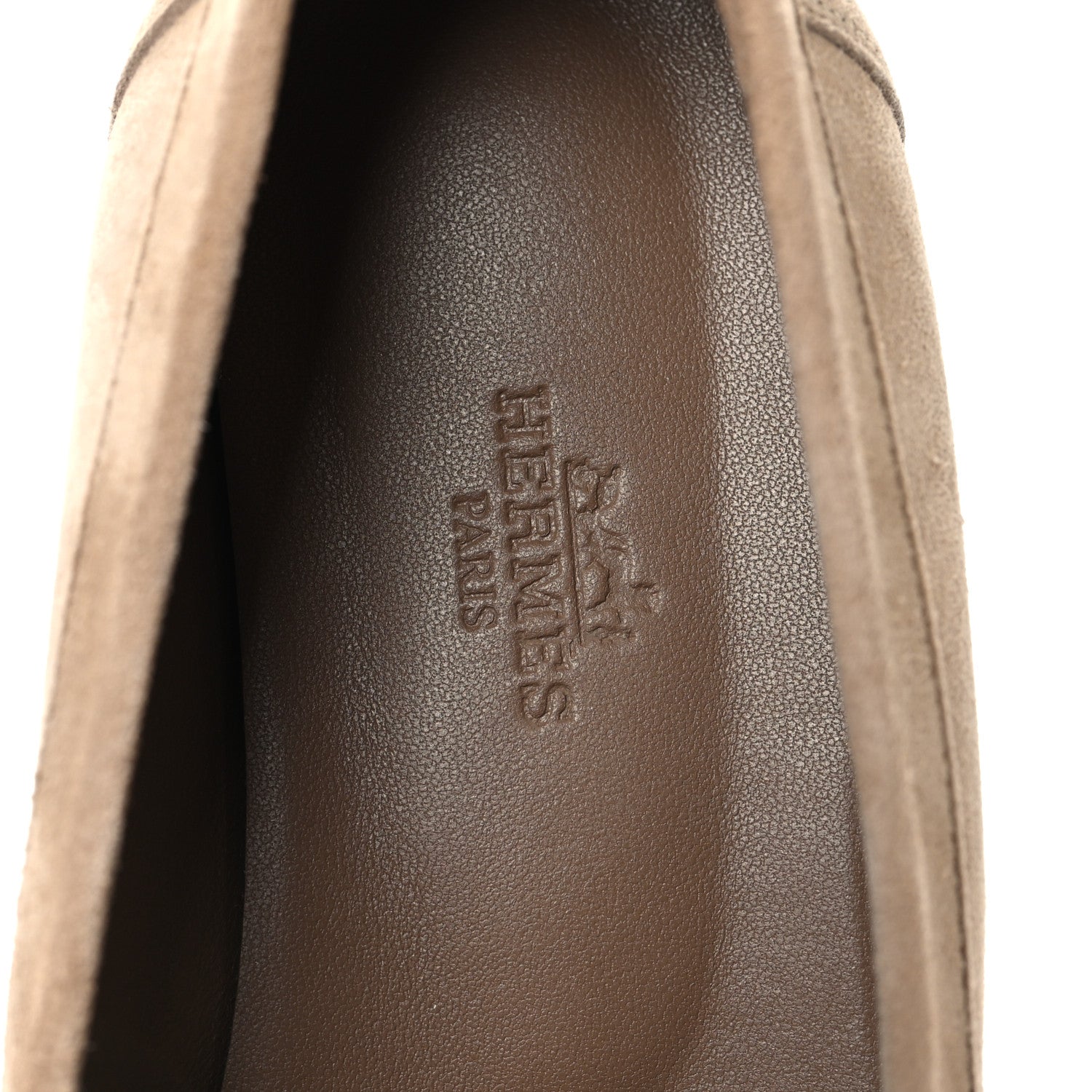 Hermes Suede Goatskin Womens Faubourg Loafers 37 Beige Argile 10 of 11
