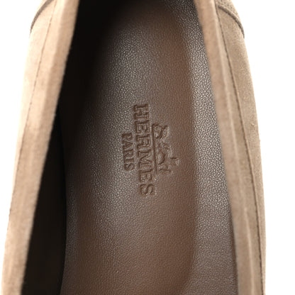 Hermes Suede Goatskin Womens Faubourg Loafers 37 Beige Argile 10 of 11