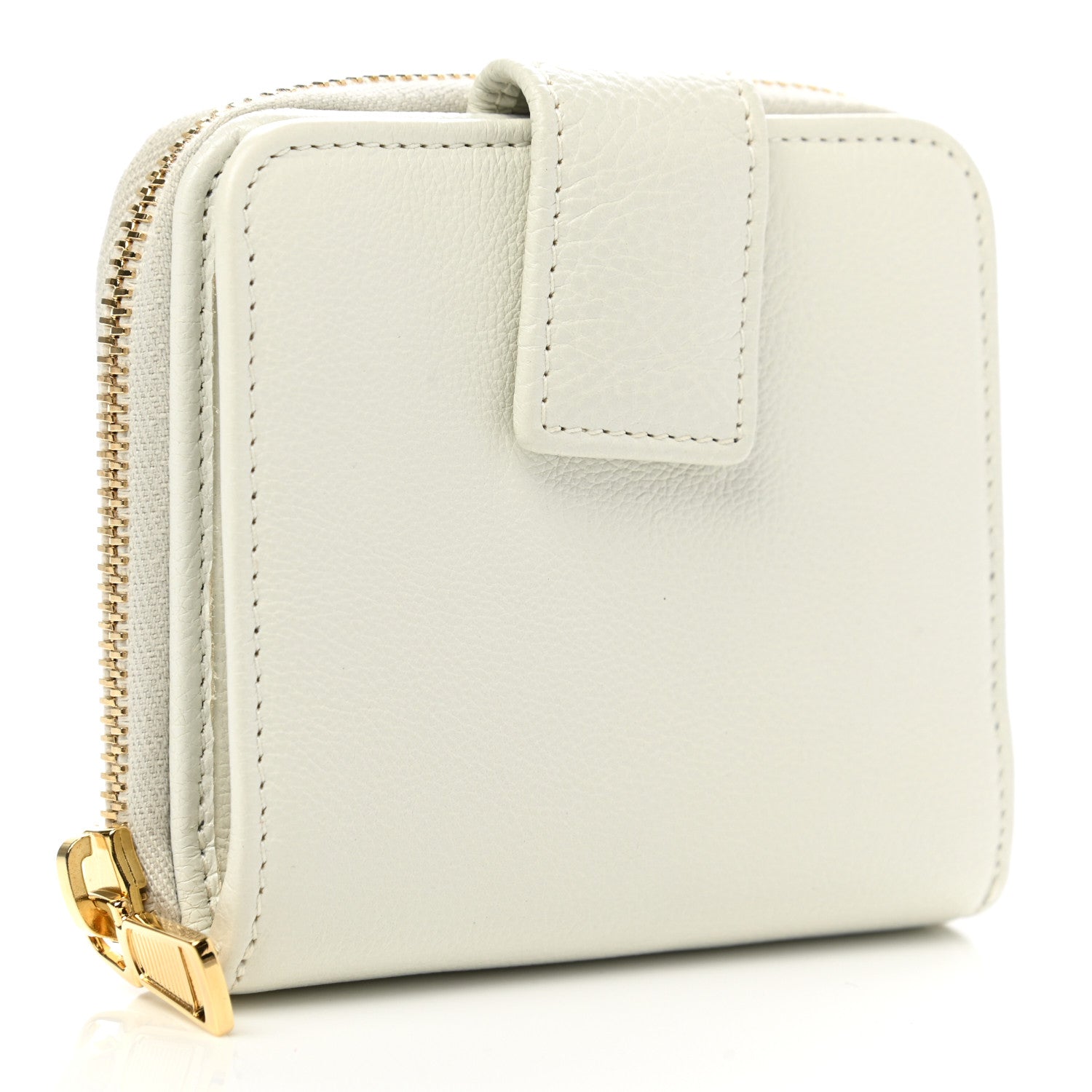 Saint Laurent Calfskin Belle de Jour Zip Around French Wallet White 3 of 9