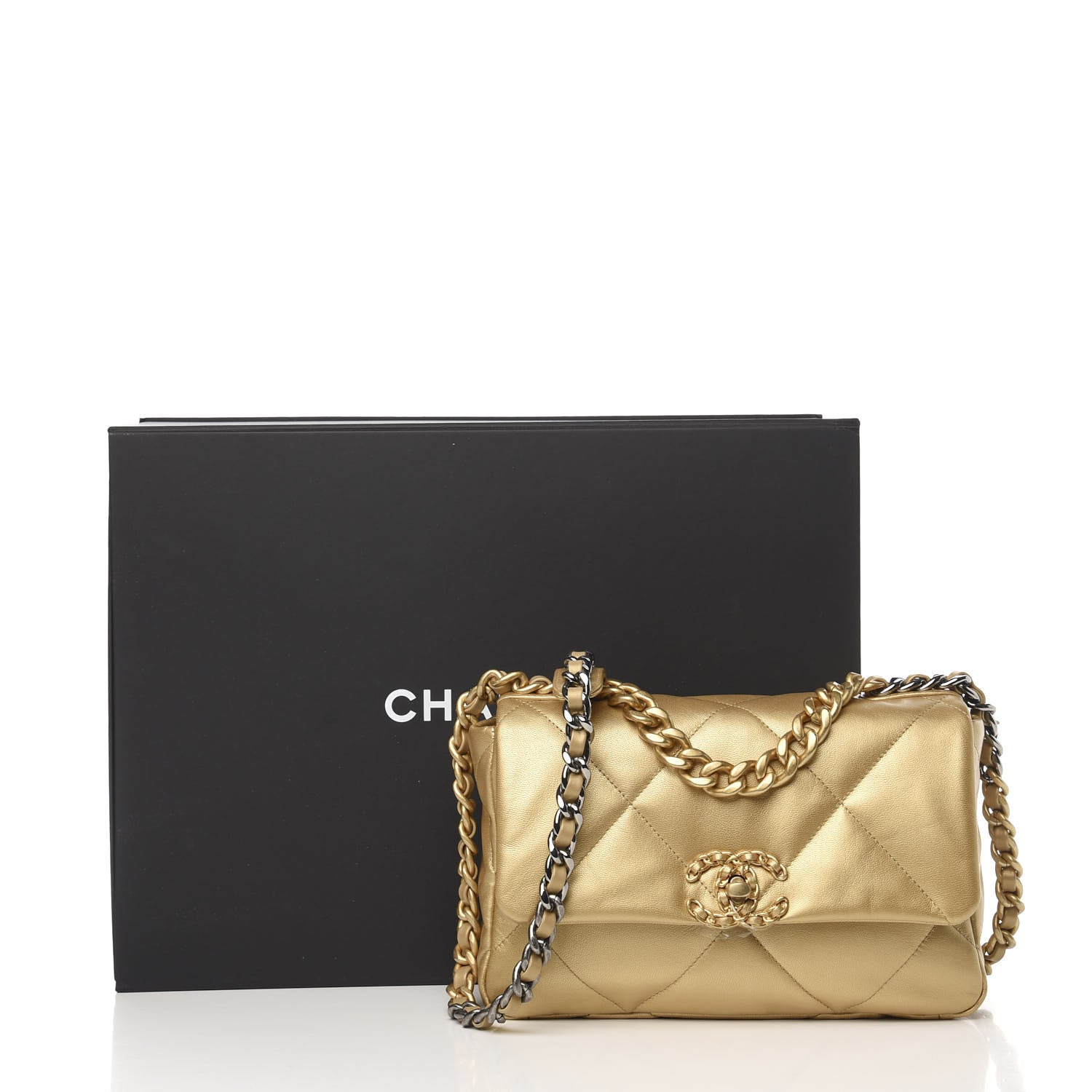 Chanel Metallic Goatskin Quilted Medium 19 Flap Gold 11 of 11