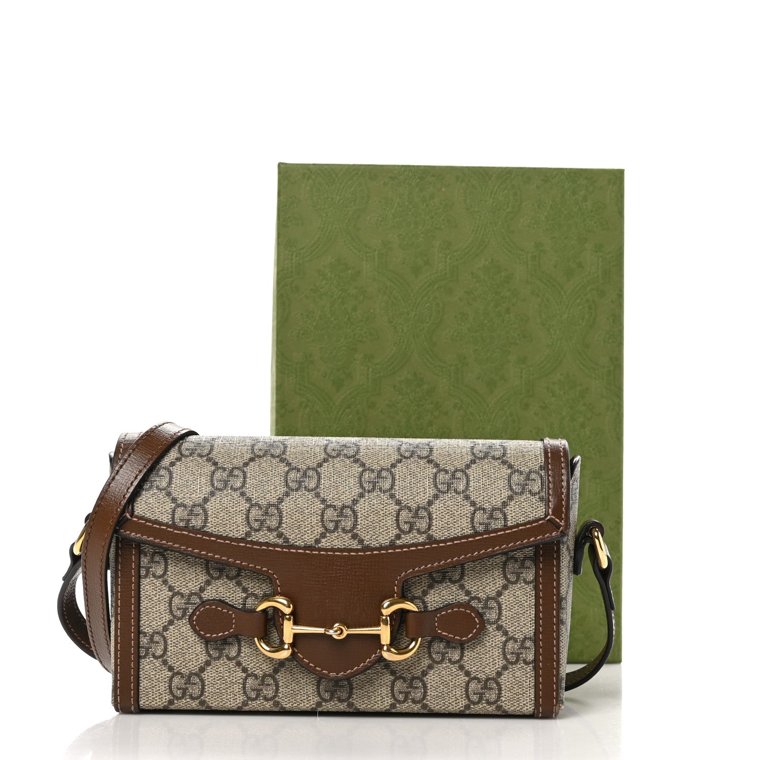 Gucci GG Supreme Monogram Mini Horsebit 1955 Shoulder Bag Beige Brown Sugar 11 of 11