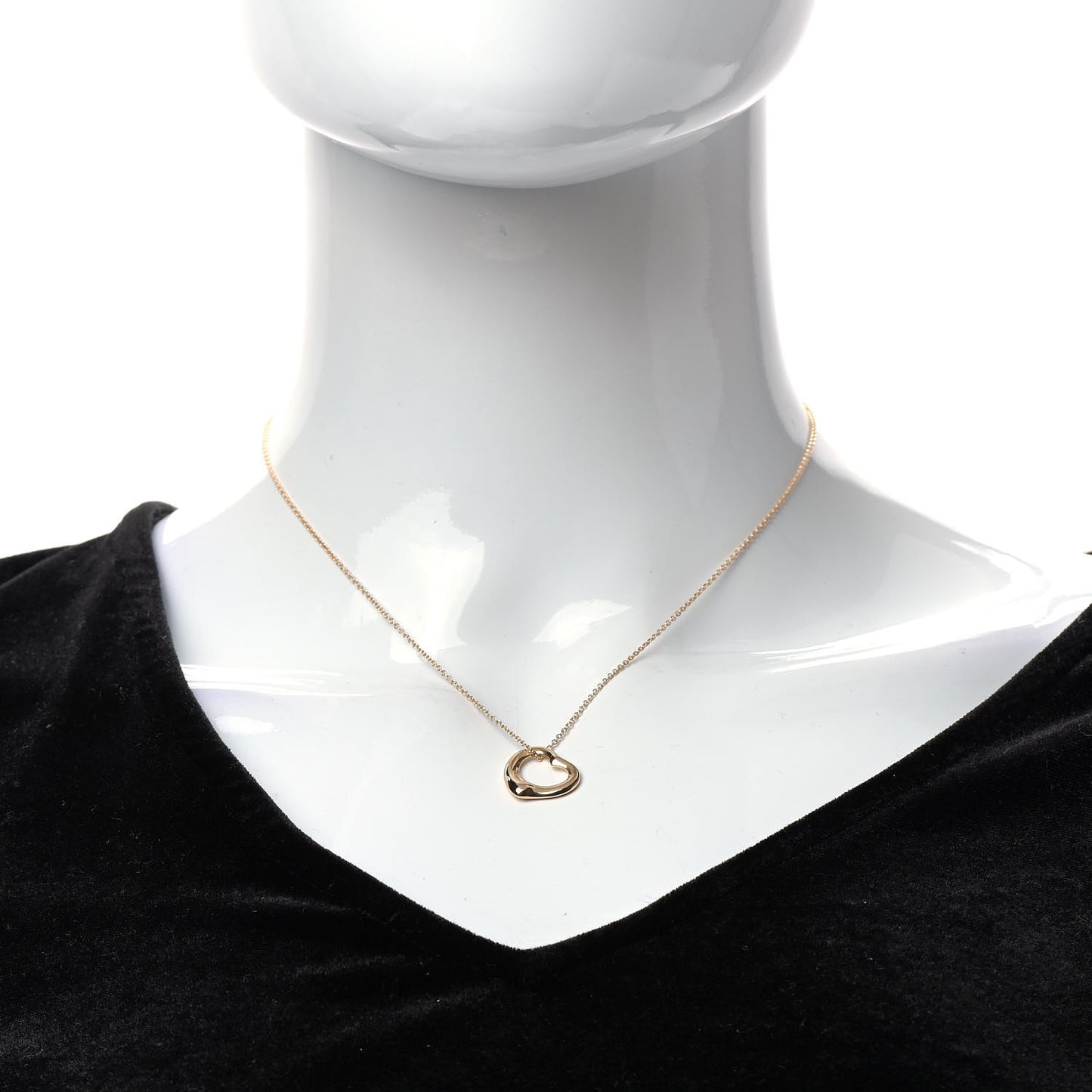 18K Rose Gold 16mm Elsa Peretti Open Heart Pendant Necklace