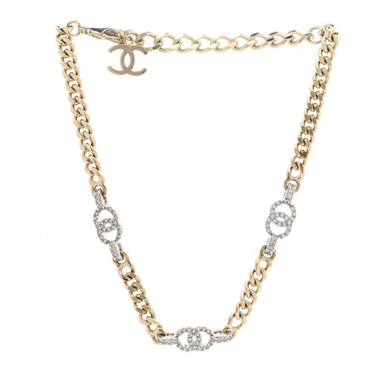 Chanel Crystal CC Chain Links Choker Necklace Gold 3 of 7