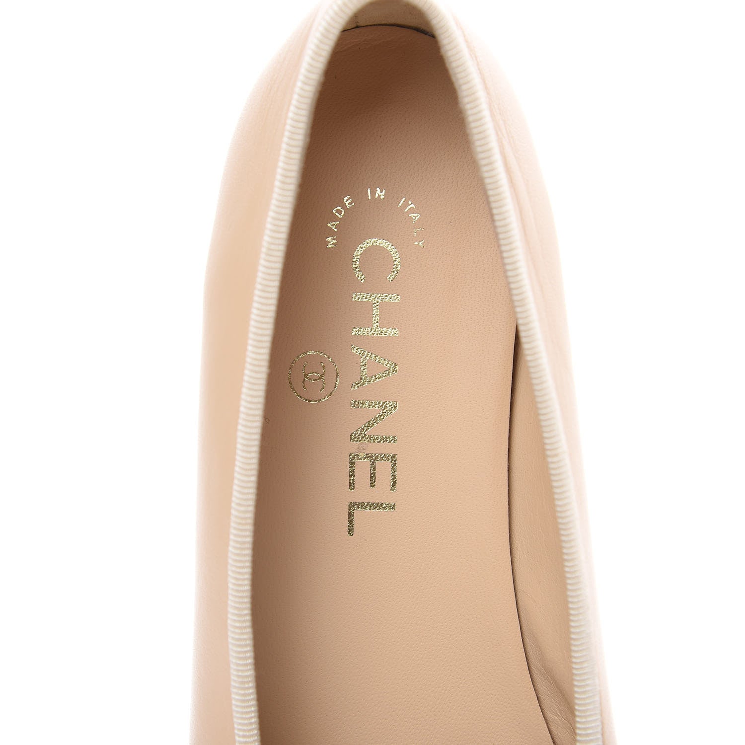 Chanel Lambskin Cap Toe CC Ballerina Flats 36.5 Beige Black 6 of 9