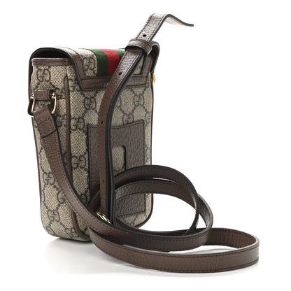Gucci GG Supreme Monogram Web Ophidia Phone Crossbody Bag Beige New Acero 3 of 11