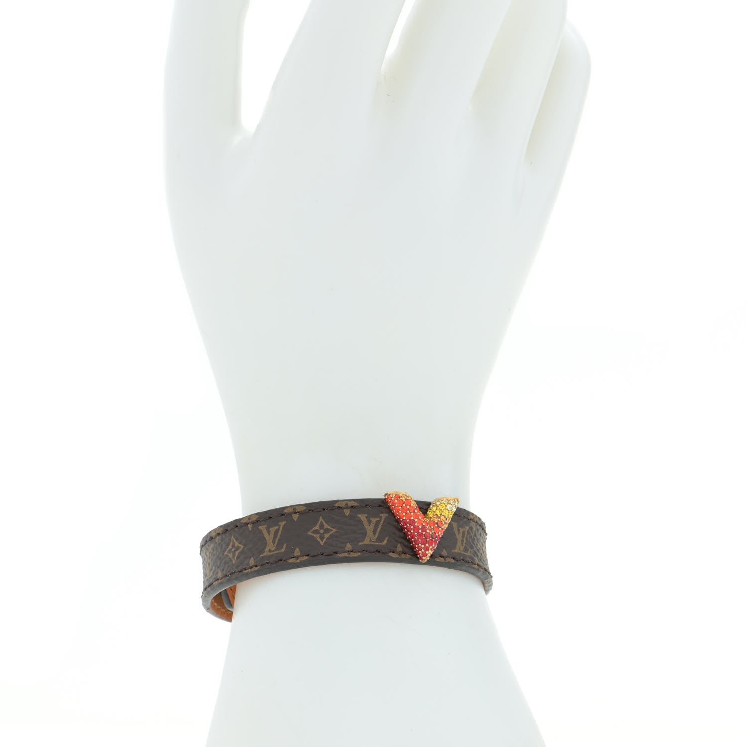 Louis Vuitton Monogram Crystal Essential V Bracelet 17 Multicolor Gold 2 of 7