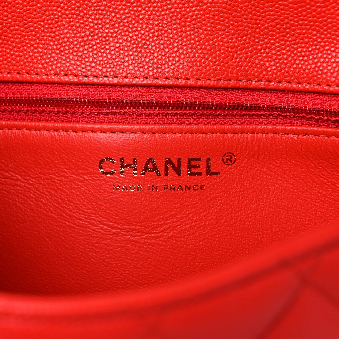 Caviar Quilted Flap Clutch Red