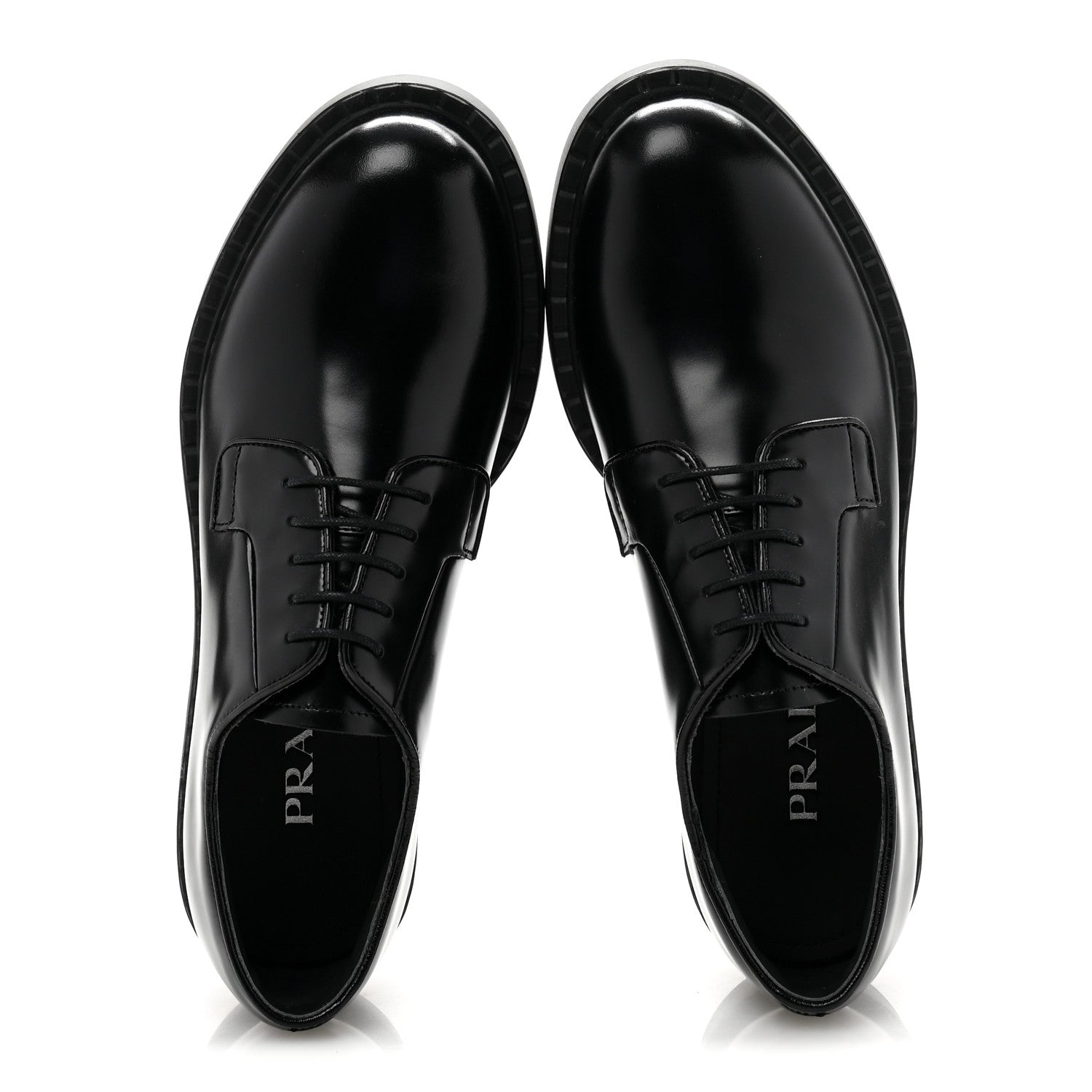 Prada Spazzolato Lace Up 50mm Loafers 38 Black 2 of 10