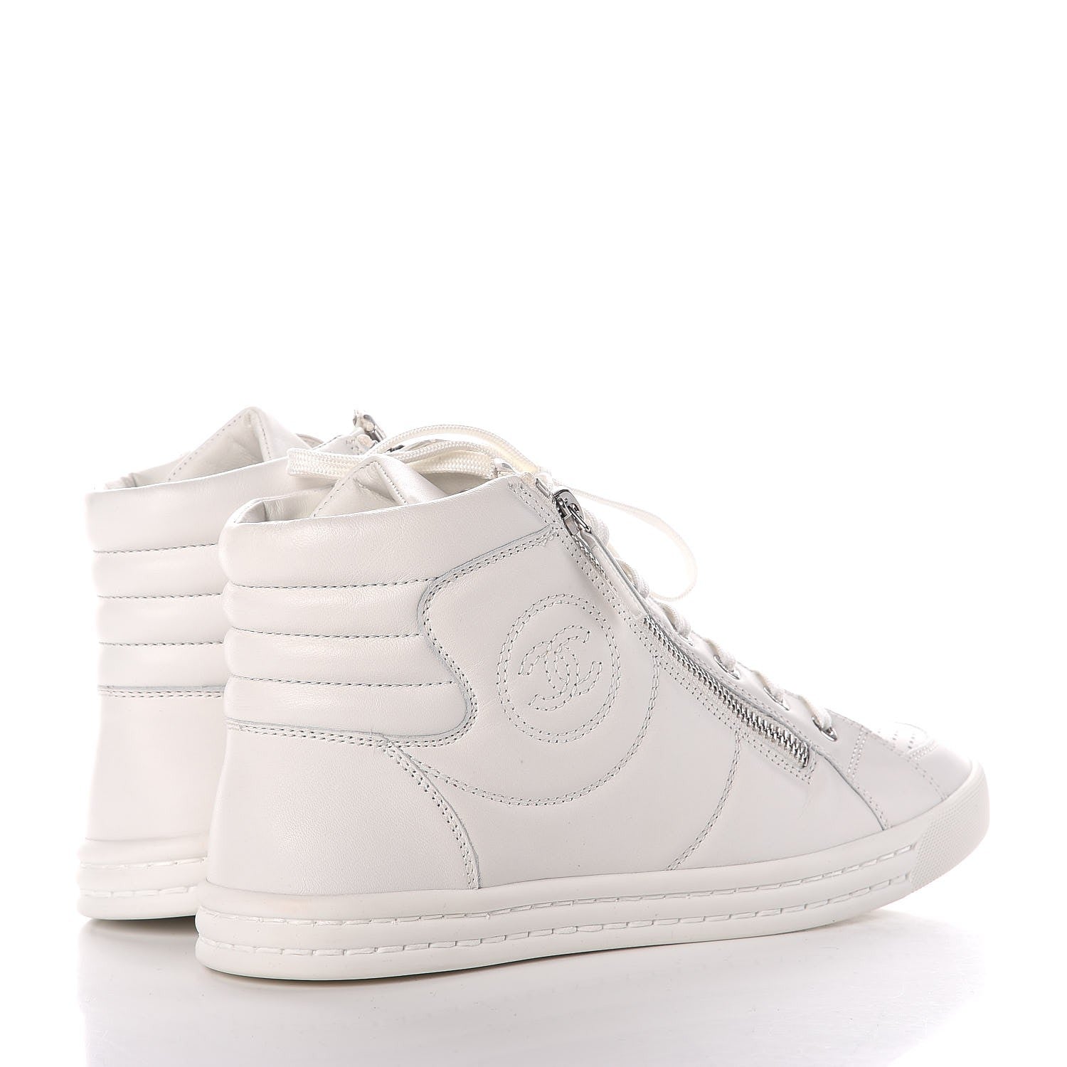 Chanel Calfskin High Top CC Sneakers 39 White 3 of 8