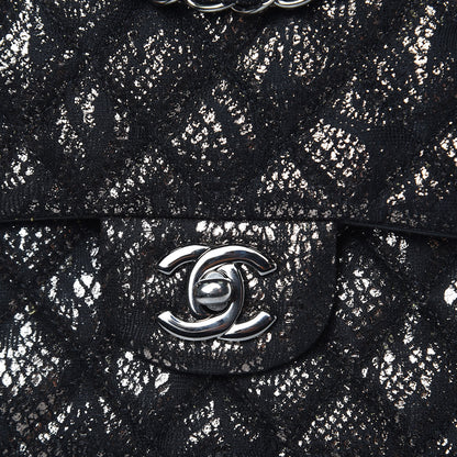 Chanel Lace Metallic Goatskin Medium Double Flap Black Silver 8 of 13