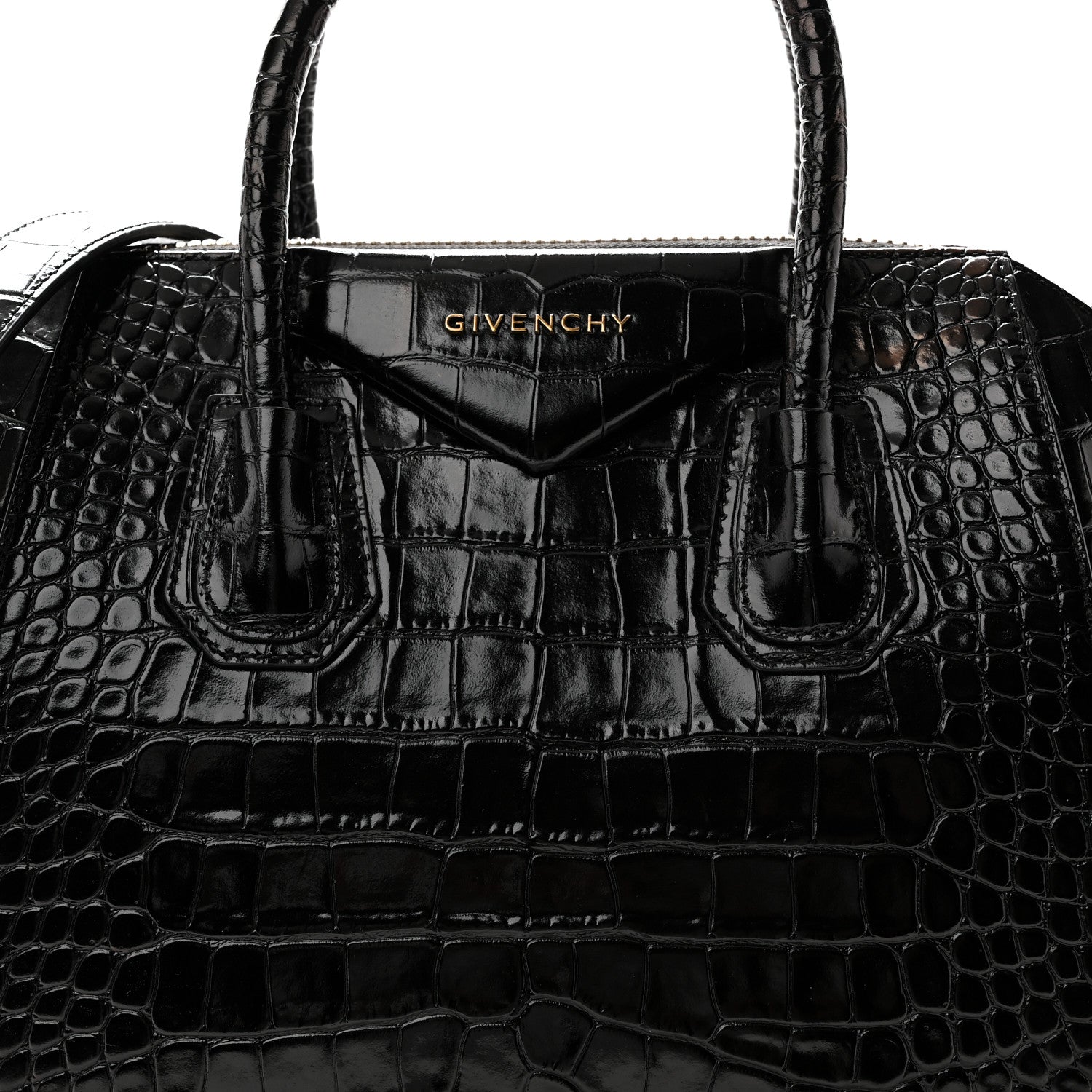 Givenchy Calfskin Crocodile Embossed Small Antigona Black 8 of 10