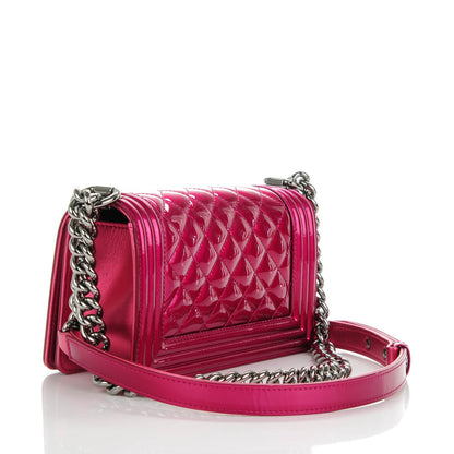 Chanel Metallic Patent Calfskin Quilted Small Boy Flap Pink 3 of 7
