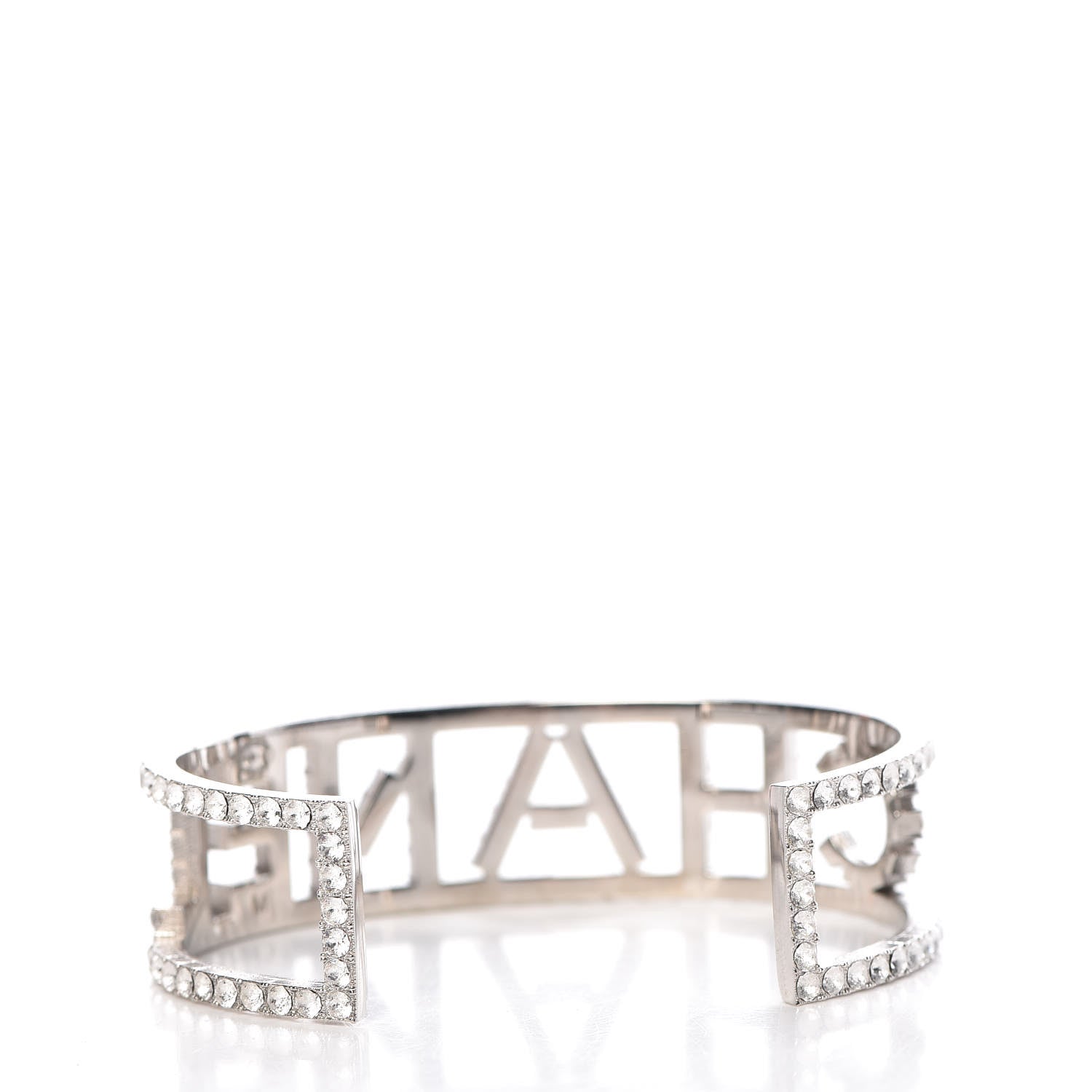 Chanel Crystal Logo Cuff M Silver 3 of 5