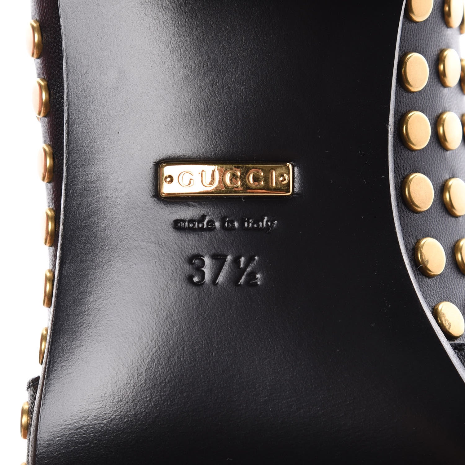 Gucci Malaga Kid Studded Polly Fringe 55mm Loafer Pumps 37.5 Black 7 of 8