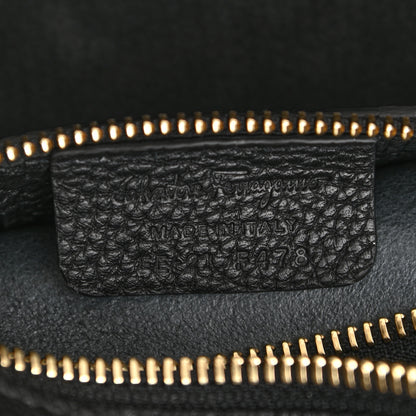 Salvatore Ferragamo Hammered Calfskin Double Handle Small Amy Tote Black 7 of 10