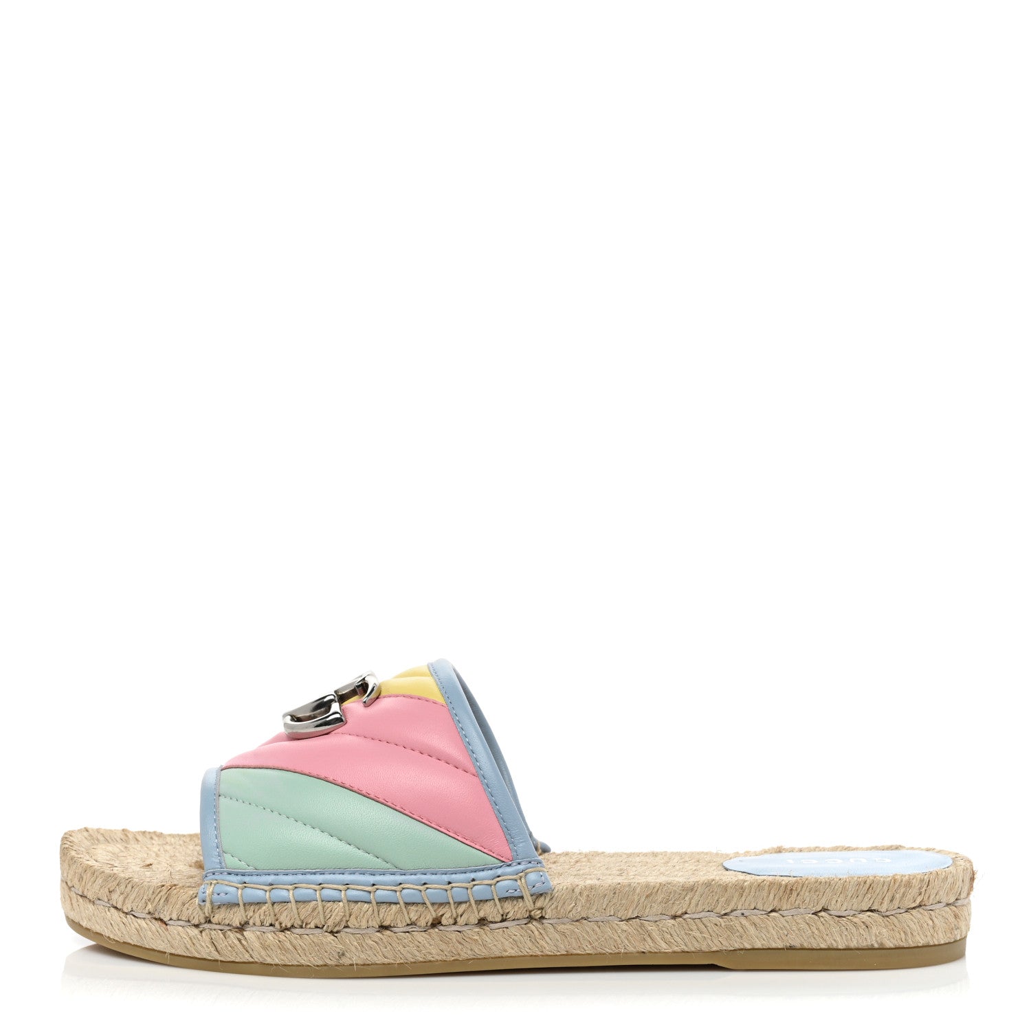 Gucci Nappa Matelasse Diagonal GG Marmont Espadrilles Slide Sandals 40 Multicolor Pastel 1 of 10