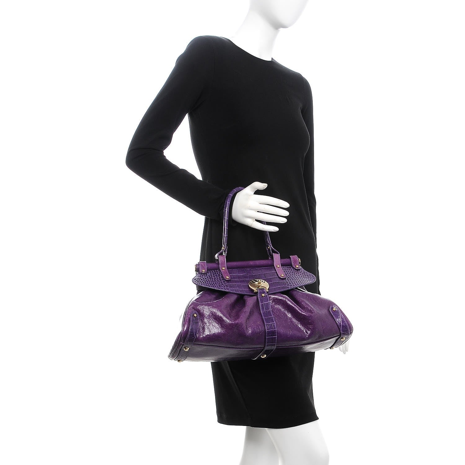 Fendi Lambskin Crocodile Embossed Medium Magic Bag Viola 2 of 12