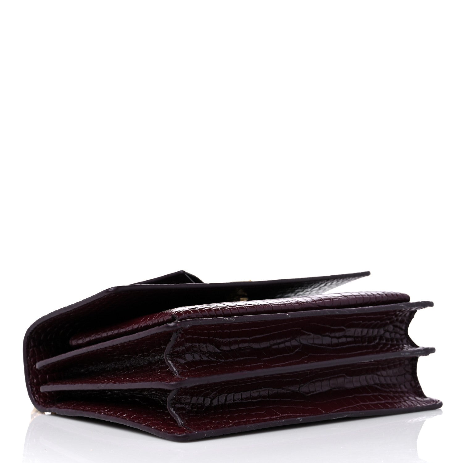 Saint Laurent Calfskin Crocodile Embossed Medium Monogram Sunset Rouge Legion 4 of 13