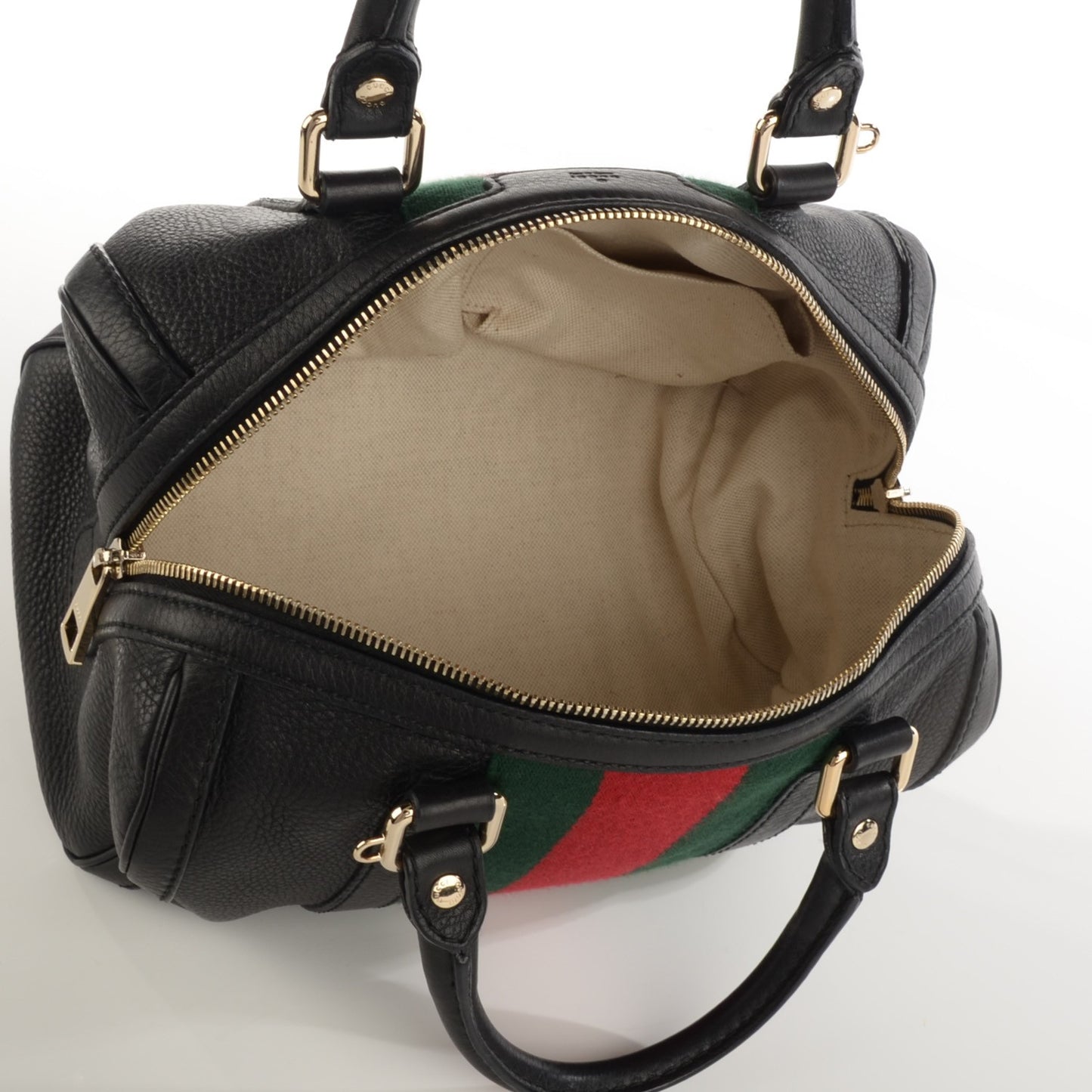 Calfskin Vintage Web Small Boston Black