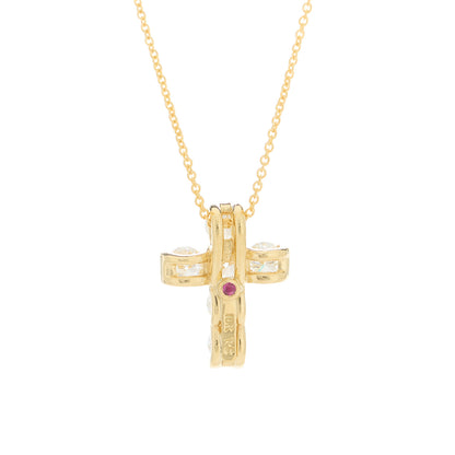 Roberto Coin 18K Yellow Gold Diamond Tiny Treasures Square Cross Pendant Necklace 3 of 3