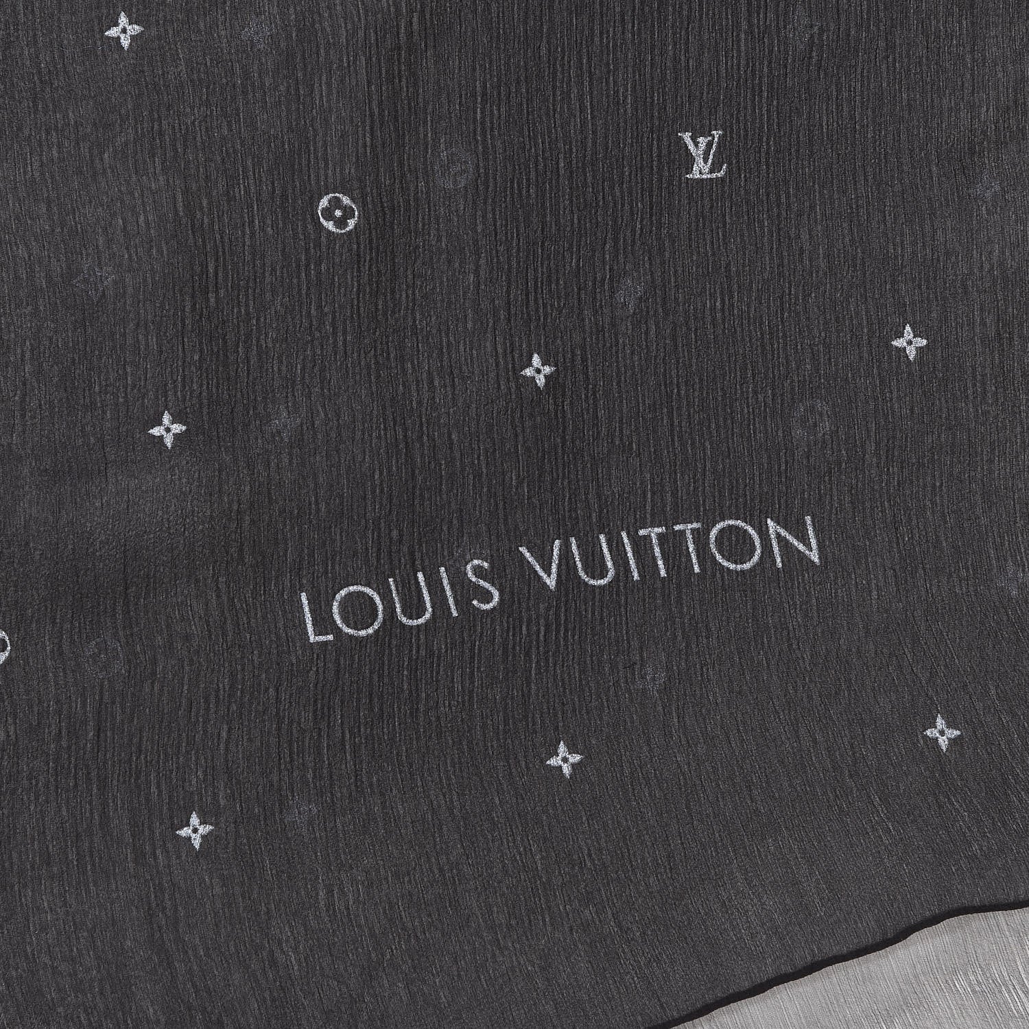 Louis Vuitton Silk Crepe Monogram Scarf Black 4 of 5