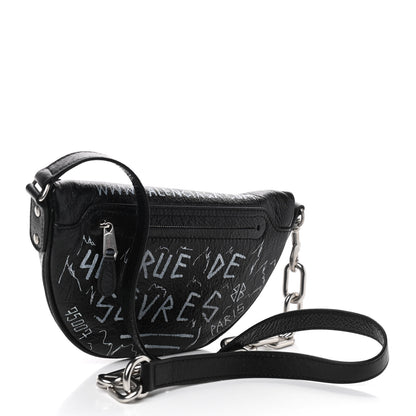 Balenciaga Agneau Arena Graffiti All Over XXS Souvenir Belt Bag Black White 3 of 9