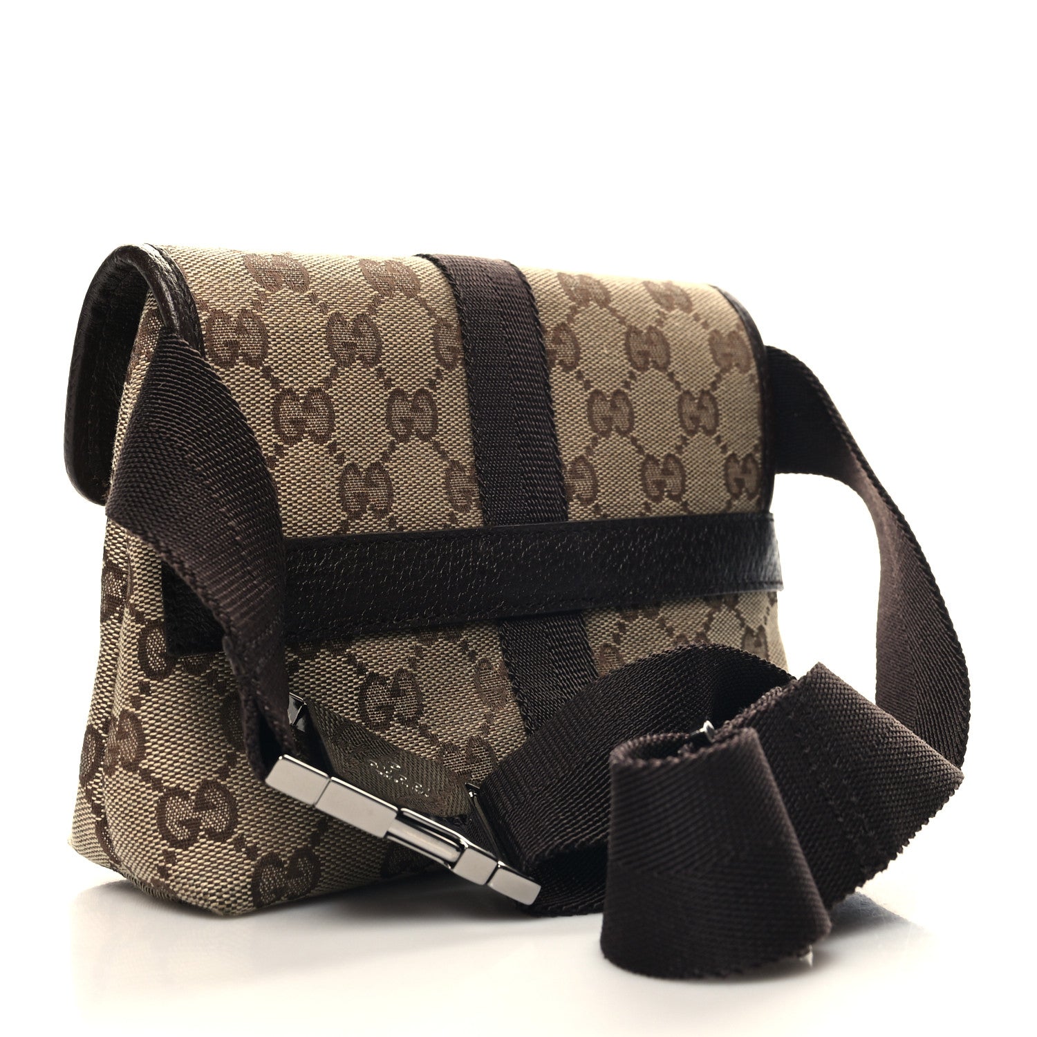 Gucci GG Monogram Buckle Belt Bag Dark Brown 3 of 10