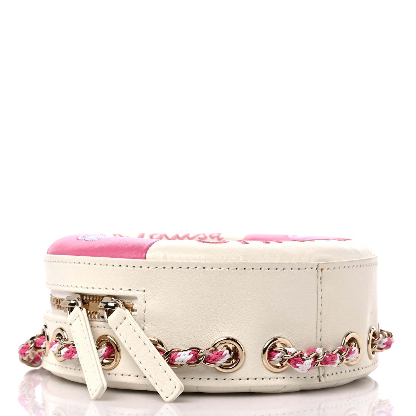 Lambskin Coco Lifesaver Round Bag Pink White