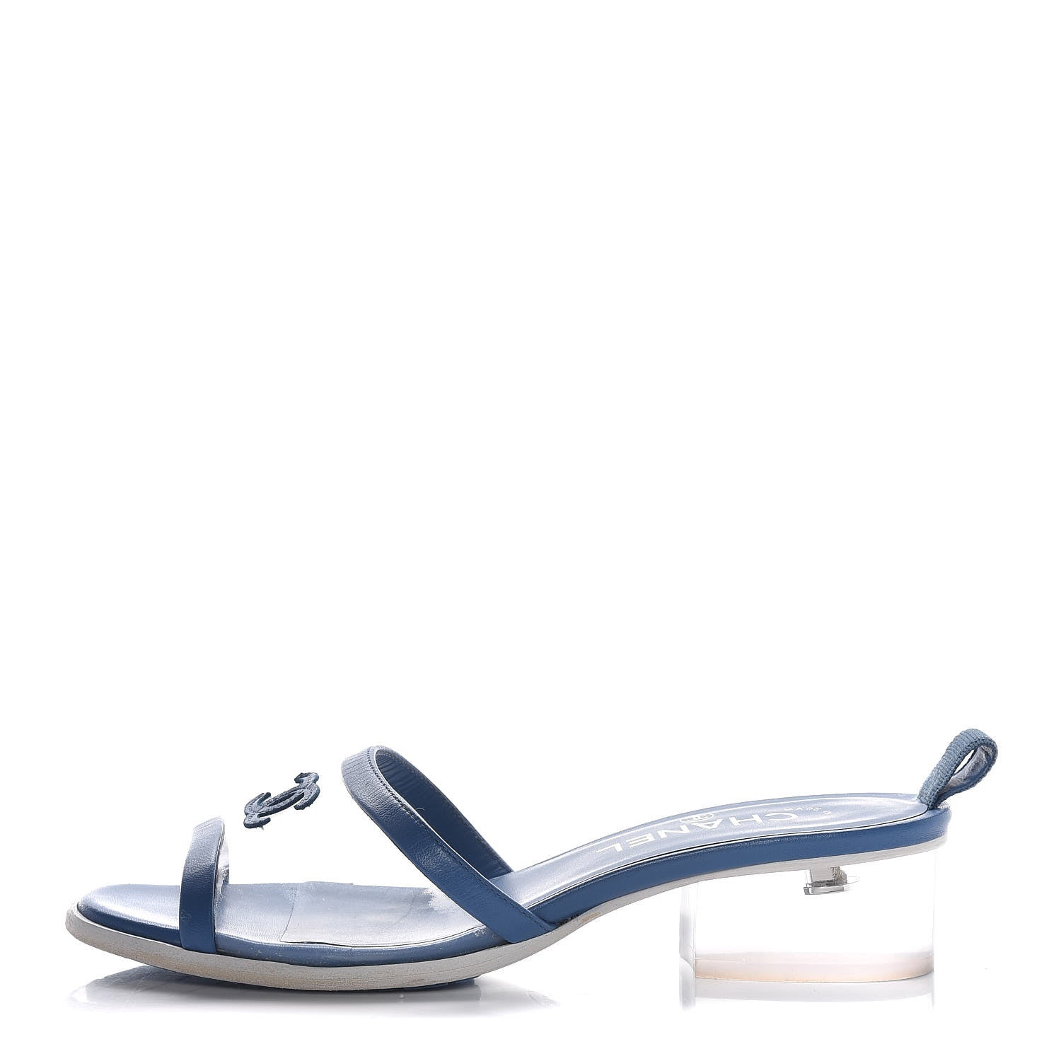 Chanel Lambskin PVC Mule 37.5 Transparent Blue 1 of 8