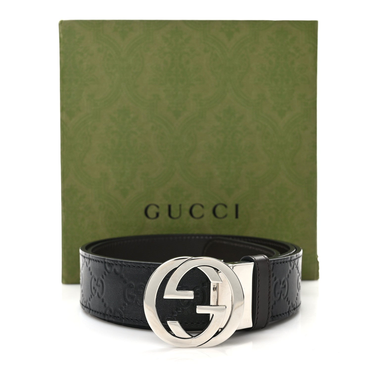 Gucci Guccissima Signature Interlocking G Reversible 37mm Belt 95/38 Black Cocoa 5 of 5
